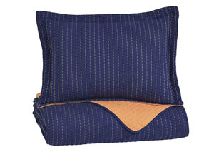 Image for Dansby Navy/Orange Twin Coverlet Set