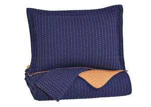 Image for Dansby Navy/Orange Full Coverlet Set