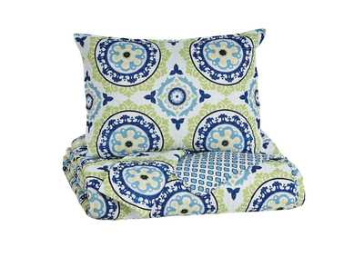 Image for Danesha Blue/Green Full Coverlet Set