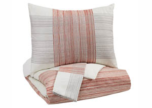 Image for Jenae Red/Gray King Duvet Cover Set