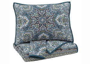 Image for Myrtal Blue/Teal King Quilt Set