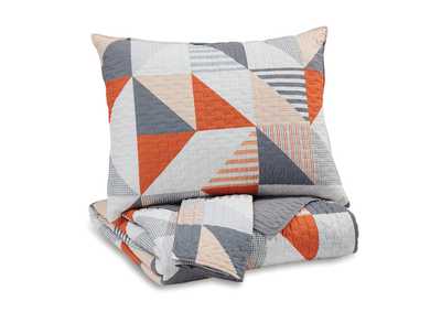 Image for Layne Gray/Orange Full Coverlet Set