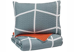 Image for Gage Gray/Orange Twin Coverlet Set