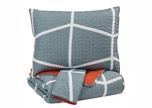 Image for Gage Gray/Orange Full Coverlet Set