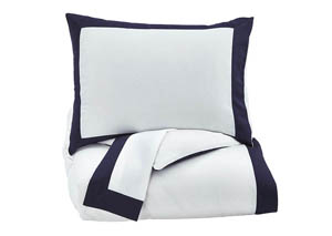 Image for Ransik Pike White/Navy King Duvet Cover Set