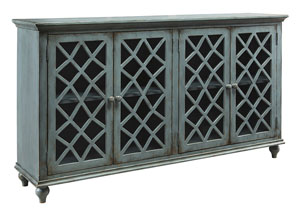 Image for Mirimyn Antique Teal 4 Door Accent Cabinet