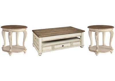 Realyn Coffee Table with 2 End Tables