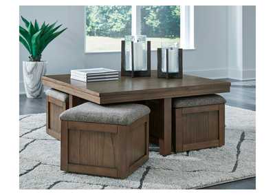 Boardernest Coffee Table with 4 Stools,Signature Design By Ashley