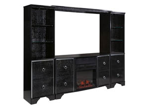 Image for Amrothi Black Large Entertainment Center w/Fireplace Insert