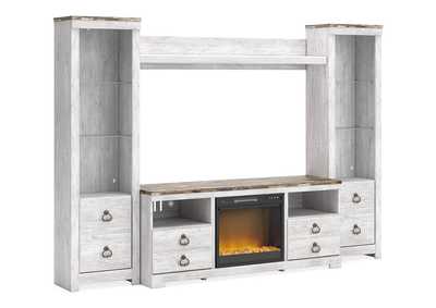 Image for Willowton 4-Piece Entertainment Center with Electric Fireplace