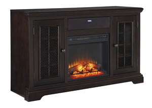 Image for Willenburg Dark Brown Large TV Stand w/Fireplace and Small Integrated Audio