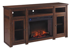 Image for Harpan Reddish Brown XL TV Stand w/Fireplace Option