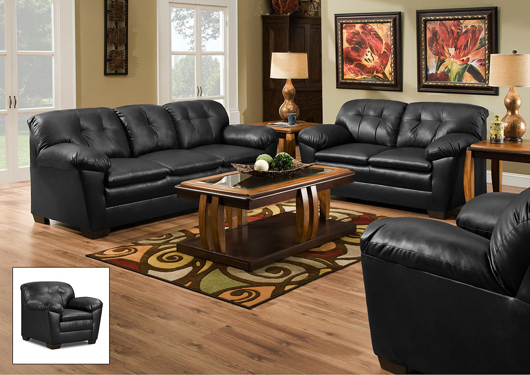 1200 Cowgirl Black Loveseat,Atlantic Bedding & Furniture