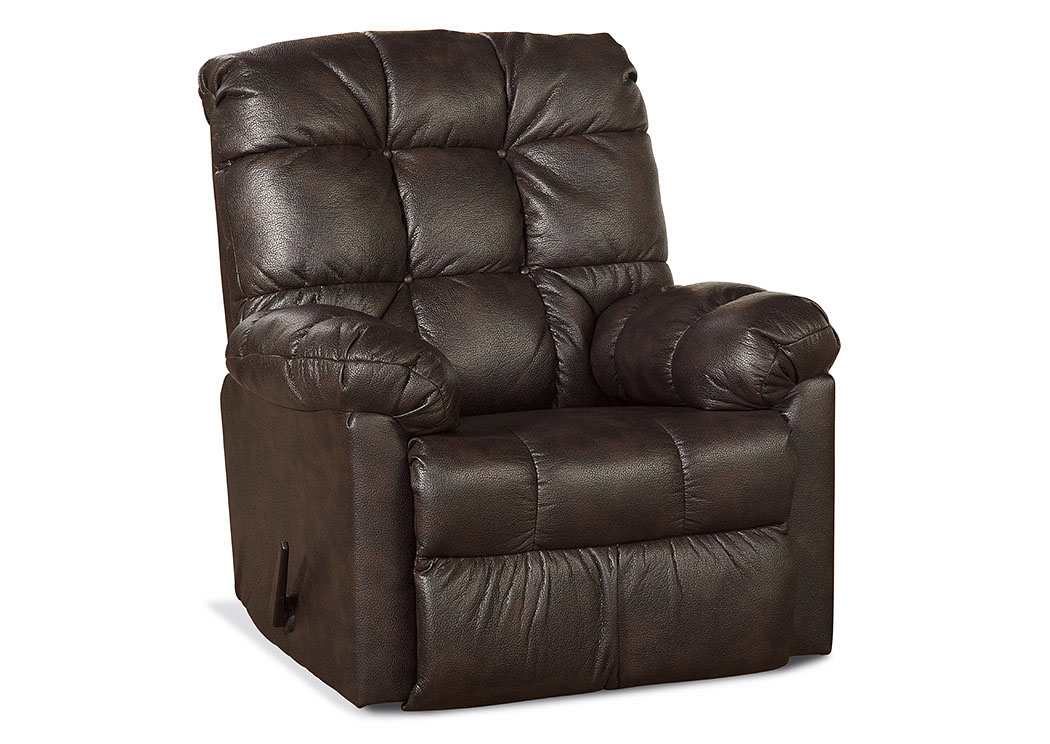 Padded Walnut Man Cave Rocker Recliner (Shown in Padded Sage),Hughes Furniture