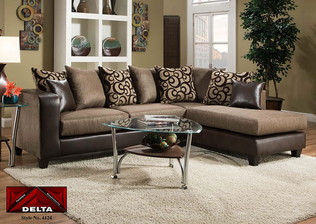 Object Espresso Sectional w/ Right Facing Chaise ,Atlantic Bedding & Furniture