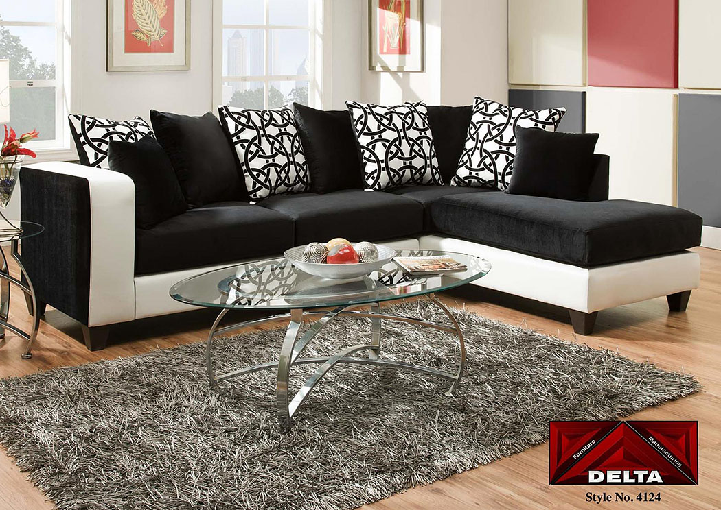 Implosion Black Sectional w/ Right Facing Chaise ,Atlantic Bedding & Furniture