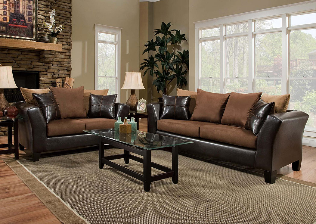 Jefferson Chocolate/Sierra Chocolate Sofa,Atlantic Bedding & Furniture