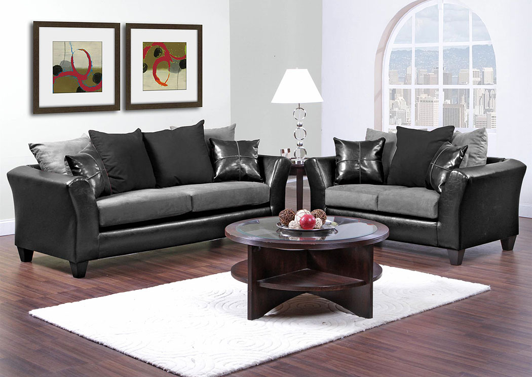 Jefferson Black/Sierra Gray Sofa,Atlantic Bedding & Furniture