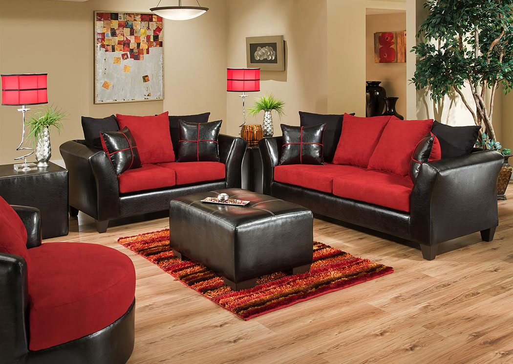 Jefferson Black/Victory Lane Cardinal Sofa,Atlantic Bedding & Furniture