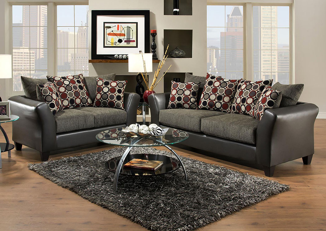 Avanti Graphite/Surge Graphite Sofa and Loveseat,Atlantic Bedding & Furniture