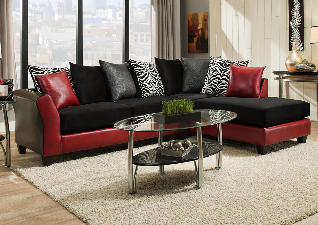 4174 Jefferson-Implosion Black Right Facing Chaise Sectional,Atlantic Bedding & Furniture