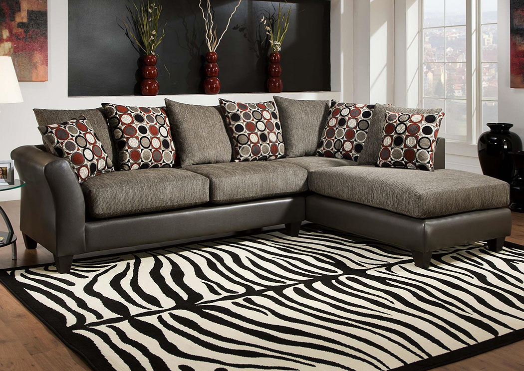 Avanti Graphite/Surge Graphite Sectional w/ Right Facing Chaise ,Atlantic Bedding & Furniture