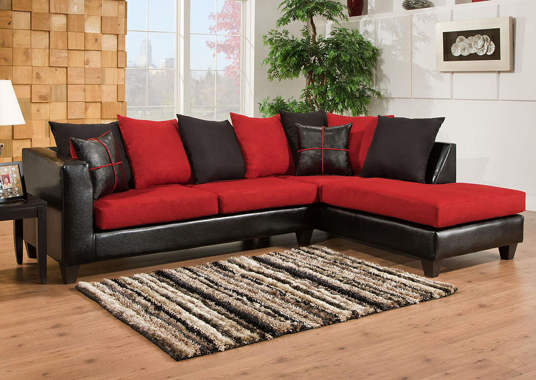 Jefferson Black/Sierra Cardinal Sectional w/ Right Facing Chaise ,Atlantic Bedding & Furniture