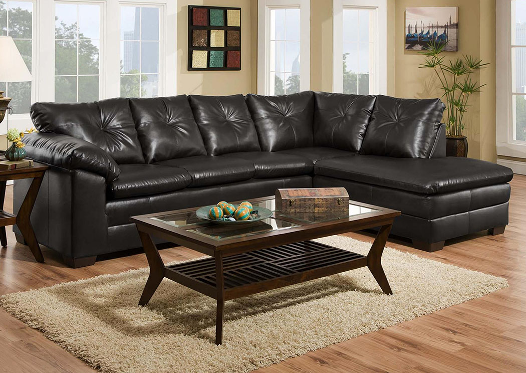 Cowboy Black Sectional w/ Right Facing Chaise ,Atlantic Bedding & Furniture