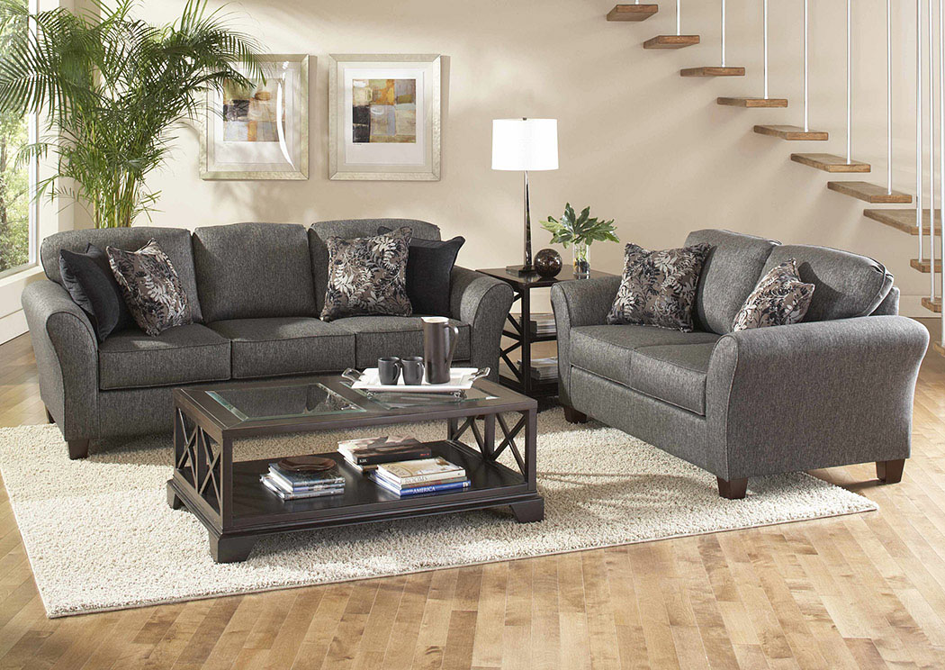 Stoked Ashes Candella Pewter Onyx Stationary Sofa and Loveseat,Hughes Furniture