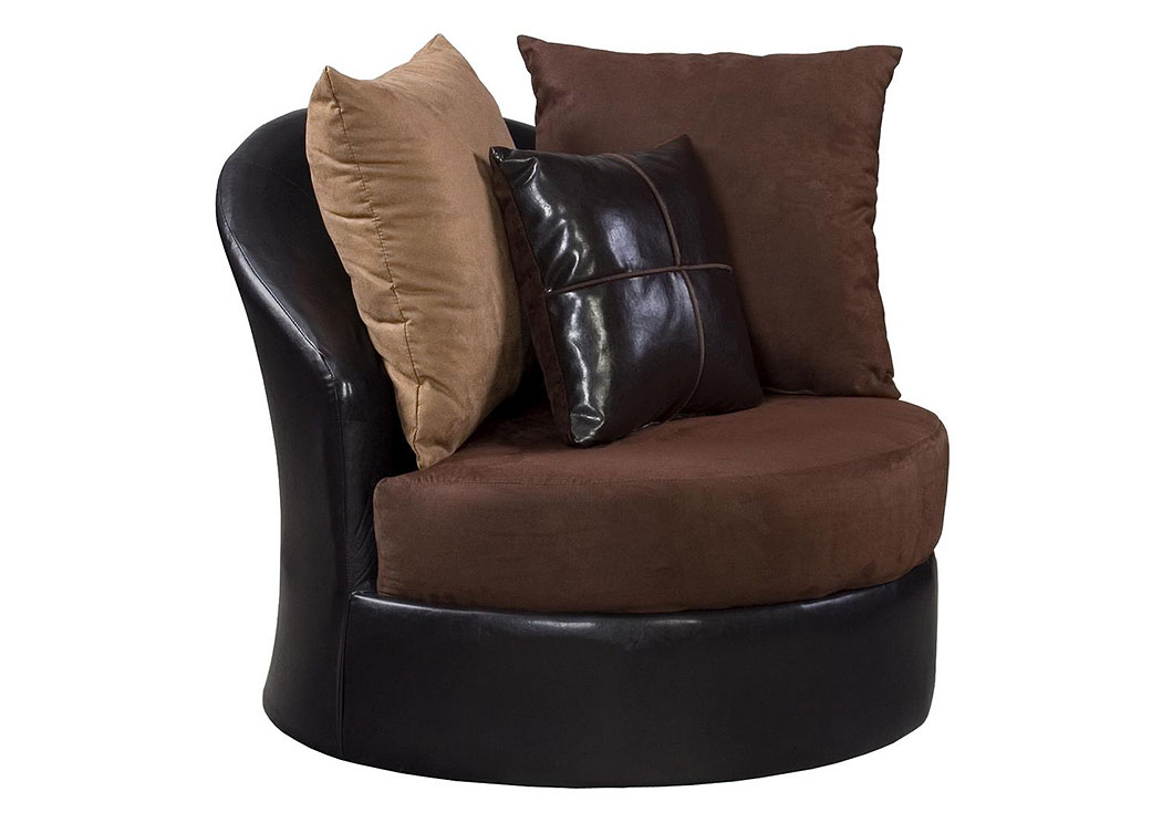 Jefferson Chocolate/Sierra Chocolate Swivel Chair,Atlantic Bedding & Furniture