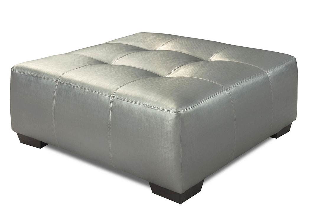 933 Shimmer Silver Cocktail Ottoman,Atlantic Bedding & Furniture