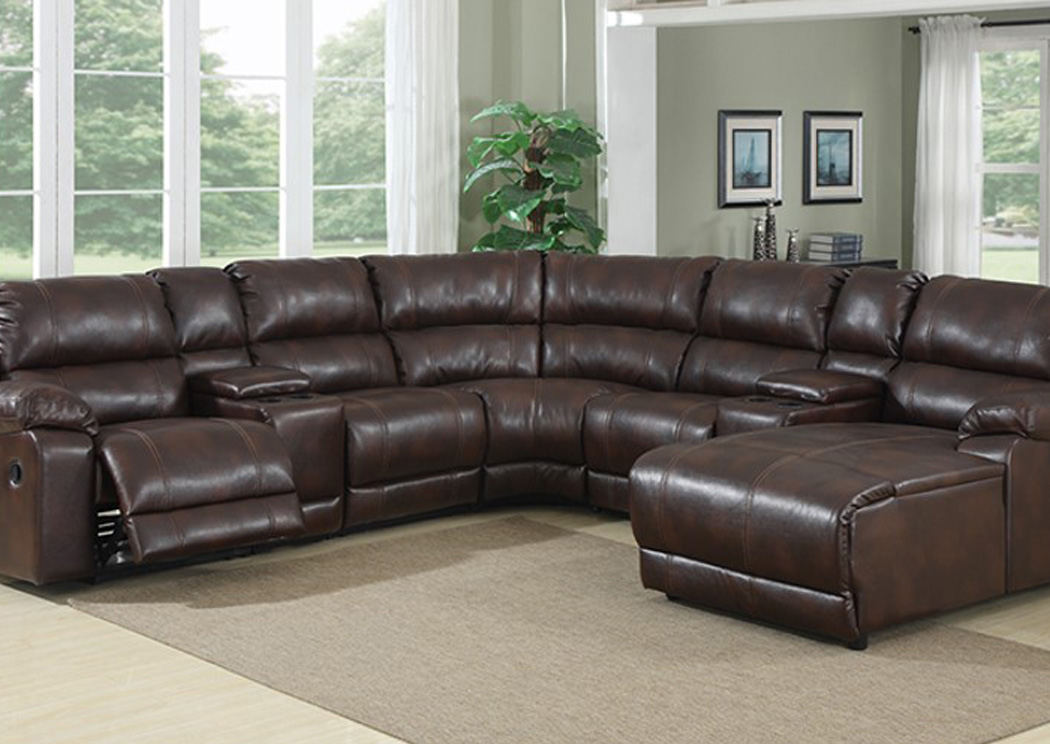 Agnes Walnut 7 Piece Sectional ,Atlantic Bedding & Furniture