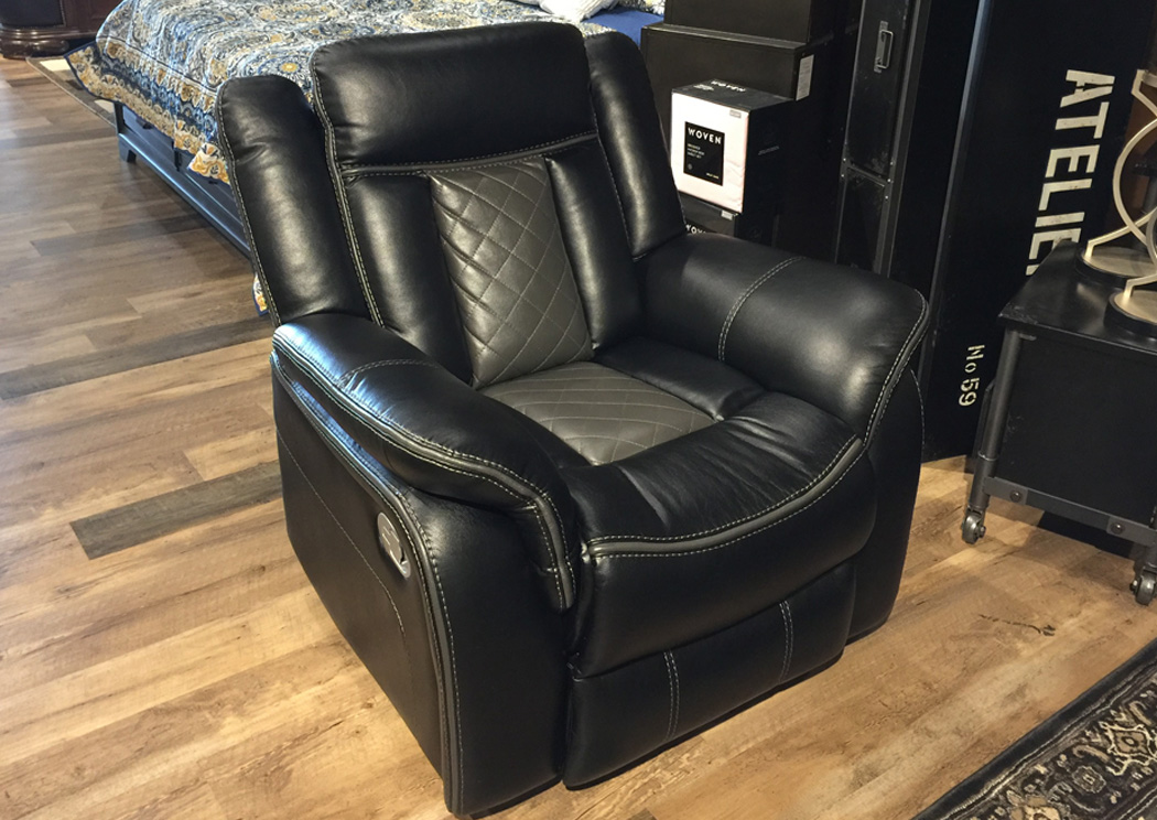 Blanche Black/Grey Glider Recliner ,Atlantic Bedding & Furniture