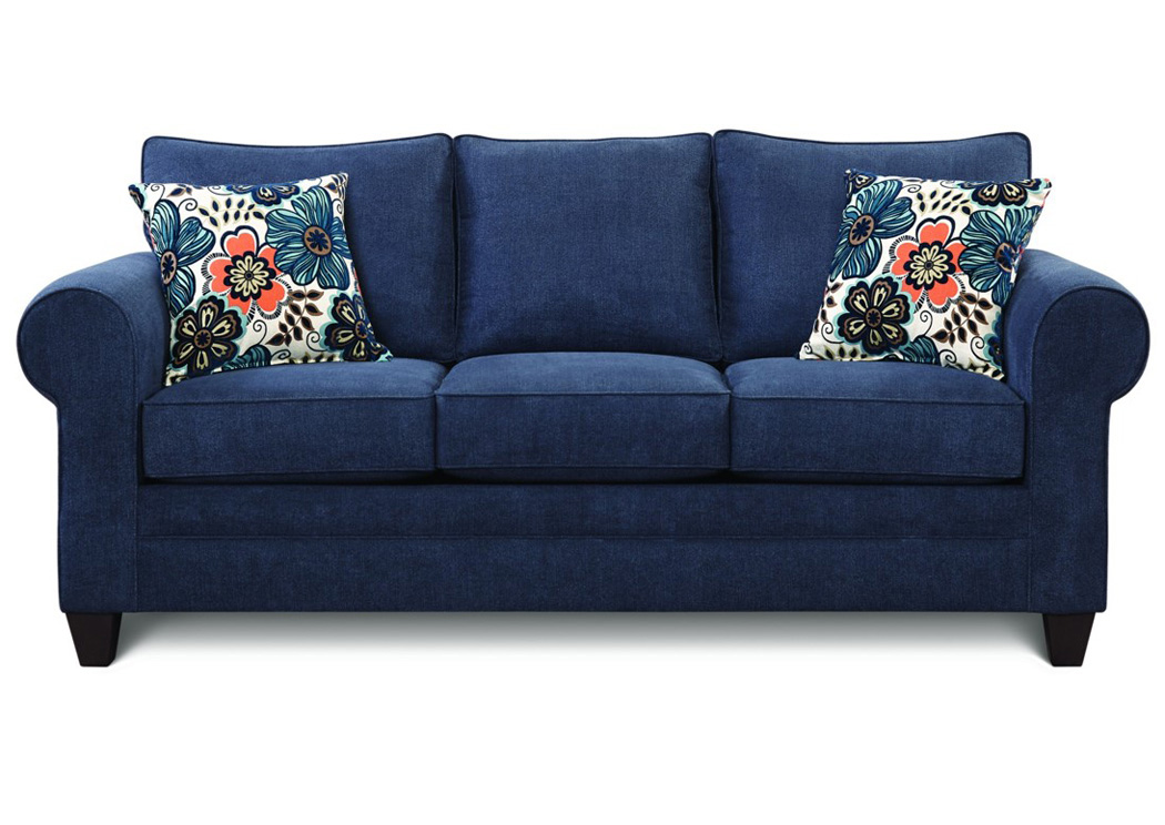 Addison Navy/Darling Blue Sofa ,Atlantic Bedding & Furniture