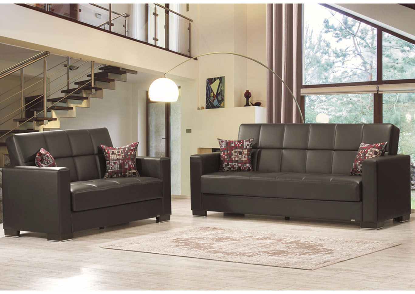 Armada Black PU #15 Sofa & Loveseat,Ottomanson (Previously Casamode)