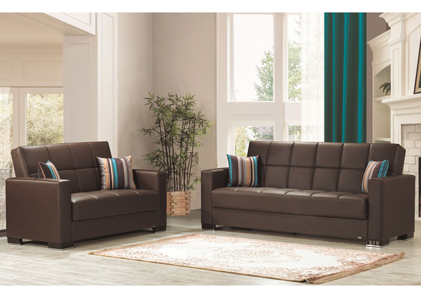 Armada Brown PU #16 Sofa & Loveseat,Ottomanson (Previously Casamode)