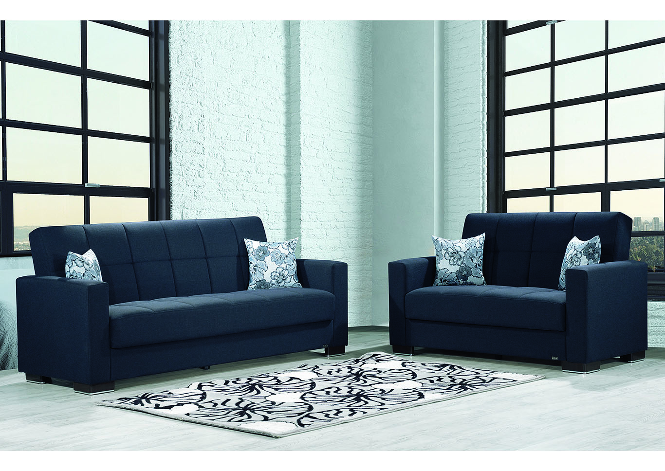 Armada Denim Set of Sofabed & Loveseat,Ottomanson (Previously Casamode)