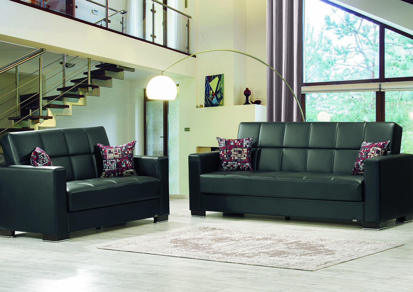 Armada Black Set of Sofabed & Loveseat,Ottomanson (Previously Casamode)