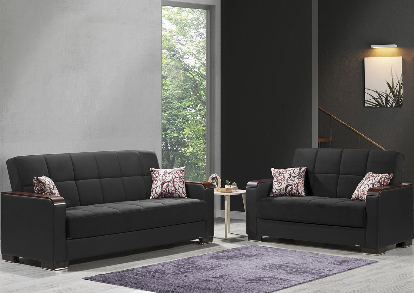 Armada X Black Set of Sofabed & Loveseat,Ottomanson (Previously Casamode)