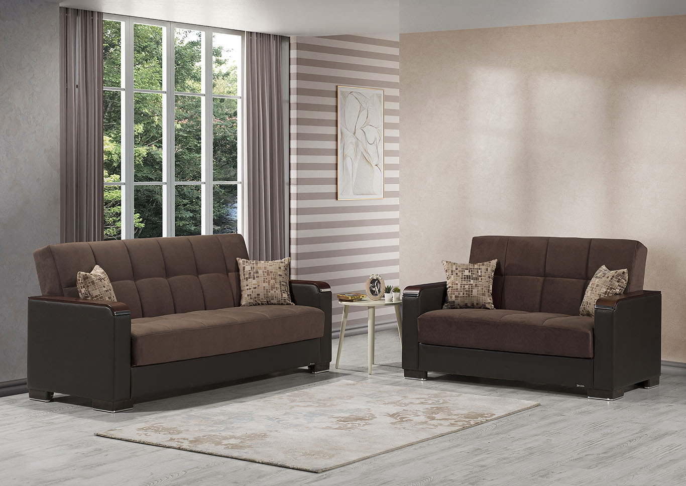 Armada X Brown Set of Sofabed & Loveseat,Ottomanson (Previously Casamode)