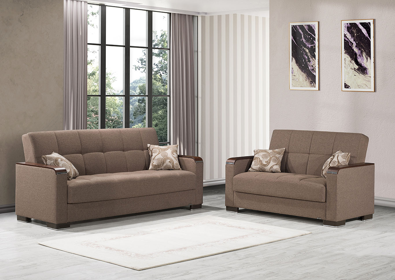 Armada X Brown Set of Sofabed & Loveseat,Ottomanson (Previously Casamode)