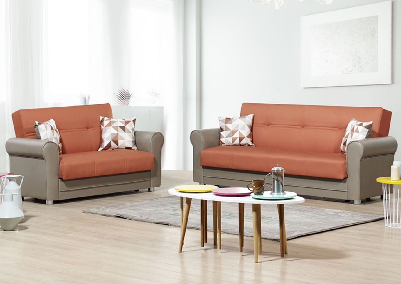 Avalon Plus Prusa Orange Polysester Sofabed & Loveseat,Ottomanson (Previously Casamode)