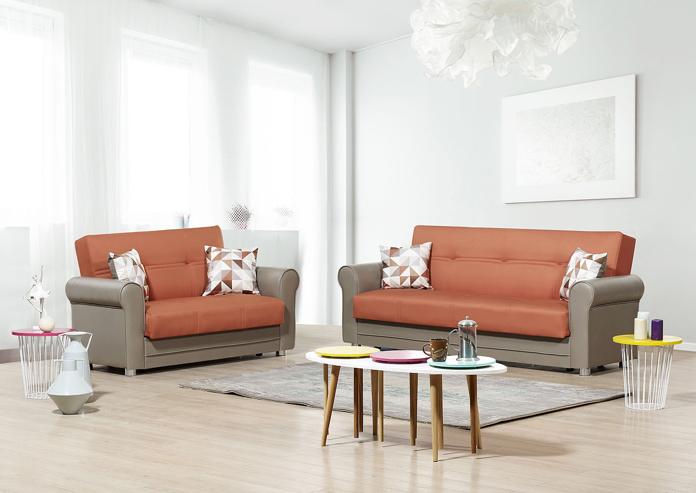 Avalon Plus Orange Loveseat,Ottomanson (Previously Casamode)