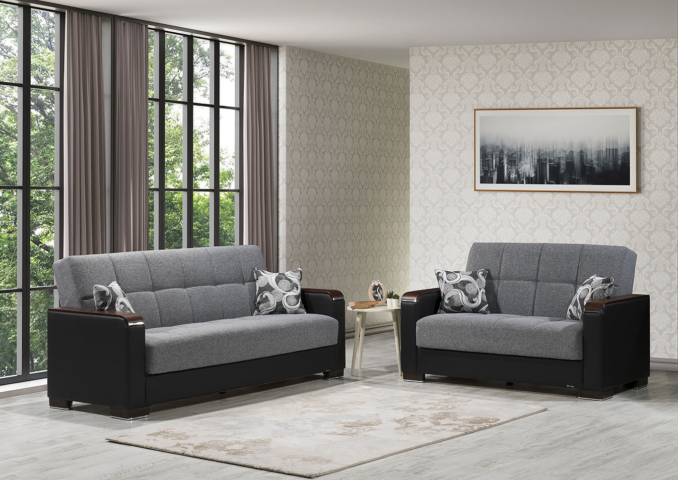 Armada X Grey/Black Set of Sofabed & Loveseat,Ottomanson (Previously Casamode)