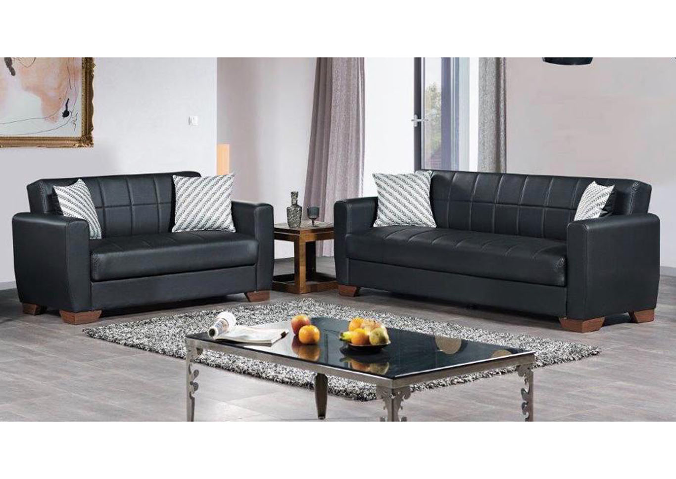 Barato Black Loveseat,Ottomanson (Previously Casamode)