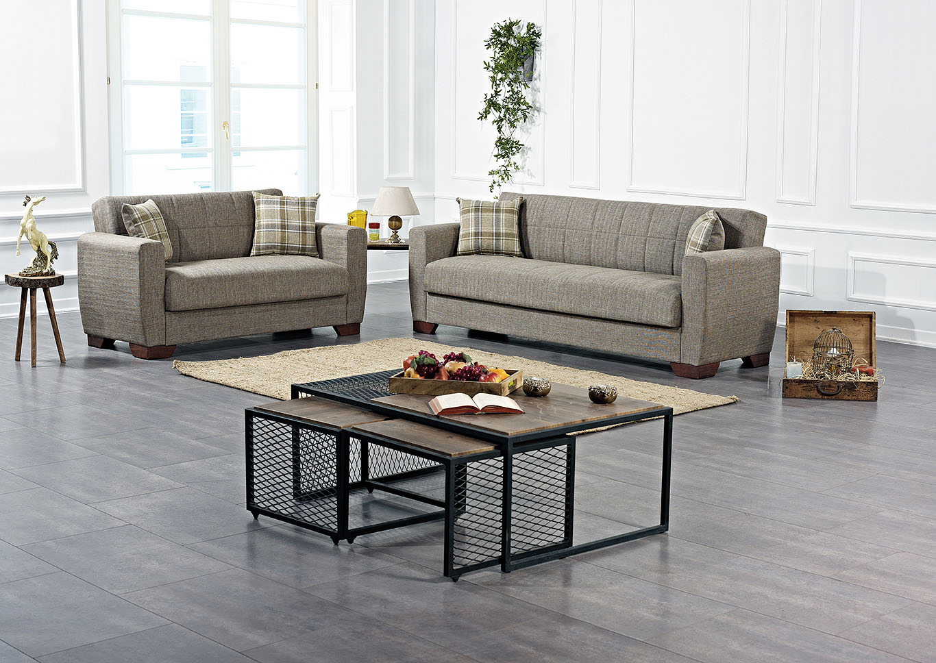 Barato Brown Set of Sofabed & Loveseat,Ottomanson (Previously Casamode)