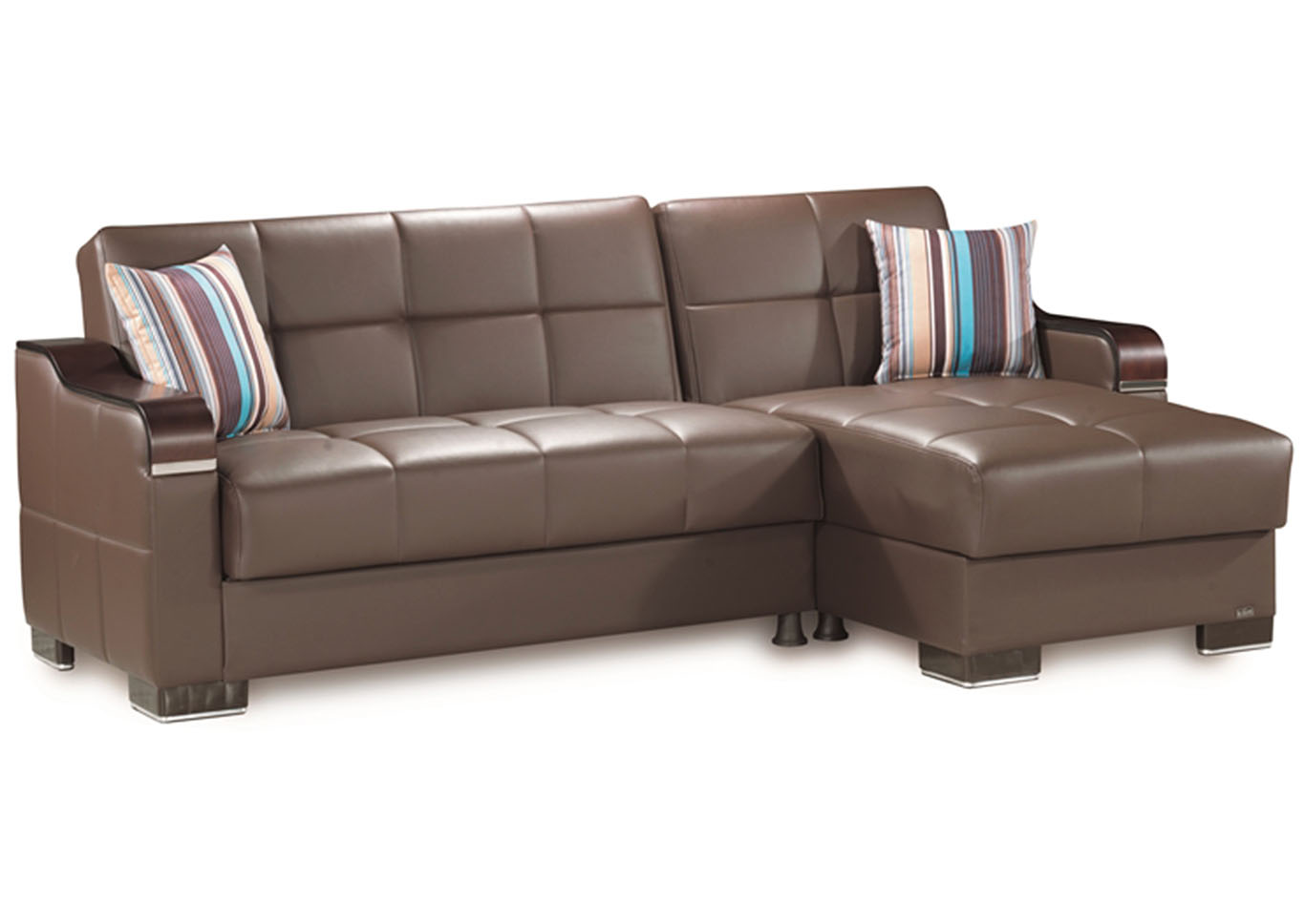Downtown Brown PU Sectional L+C,Ottomanson (Previously Casamode)