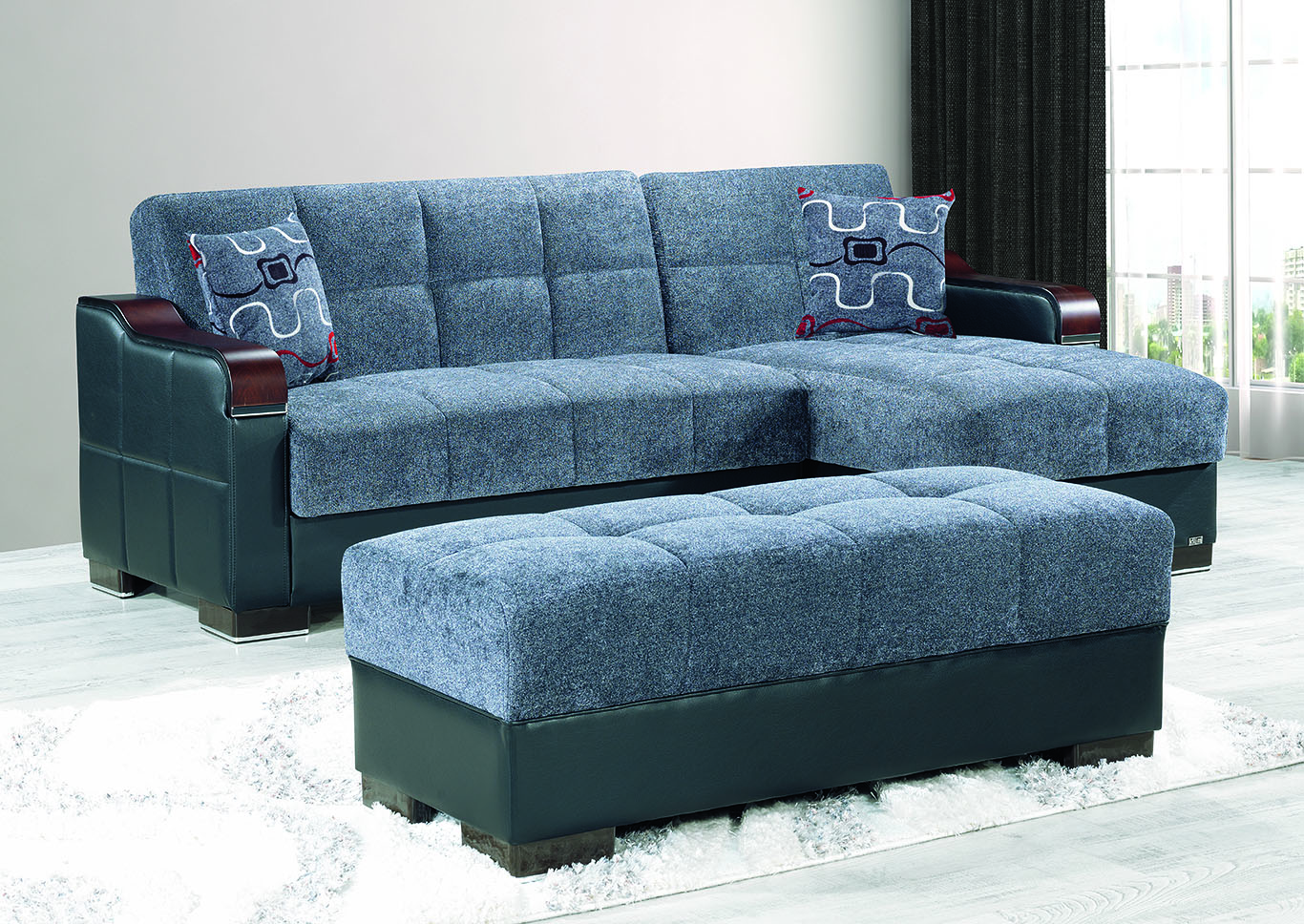 Down Town Grey Sectional L+C,Ottomanson (Previously Casamode)