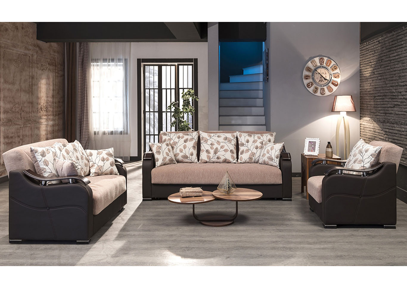 Horizon Beige Chenille Sofabed, Loveseat and Armchair,Ottomanson (Previously Casamode)