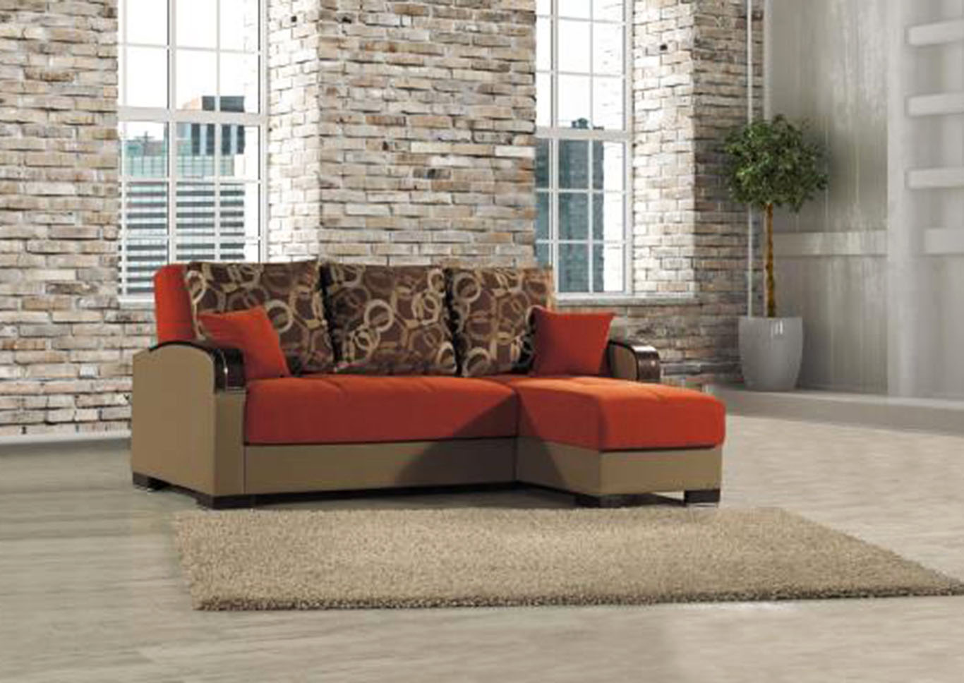 Maxymoda Orange Chaise & Ottoman,Ottomanson (Previously Casamode)